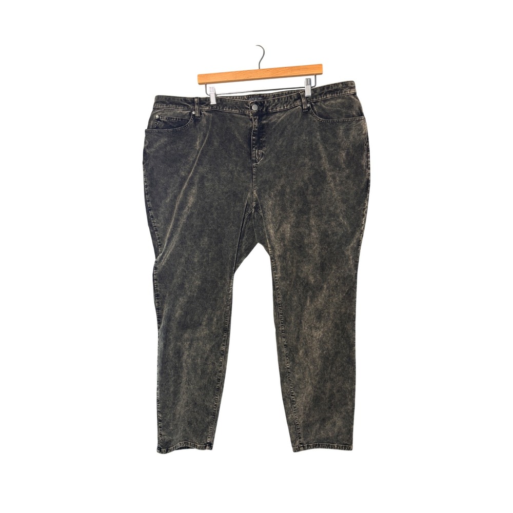 Eileen Fisher Jeans Plus Size 24W Black Acid Wash Slim Fit Edgy Grunge Velvet